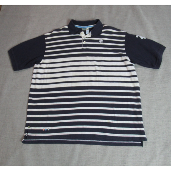 Vintage Rocawear Shirt Mens 2XL Cream Blue Striped Polo Golf Preppy Coastal 90s - Picture 1 of 12